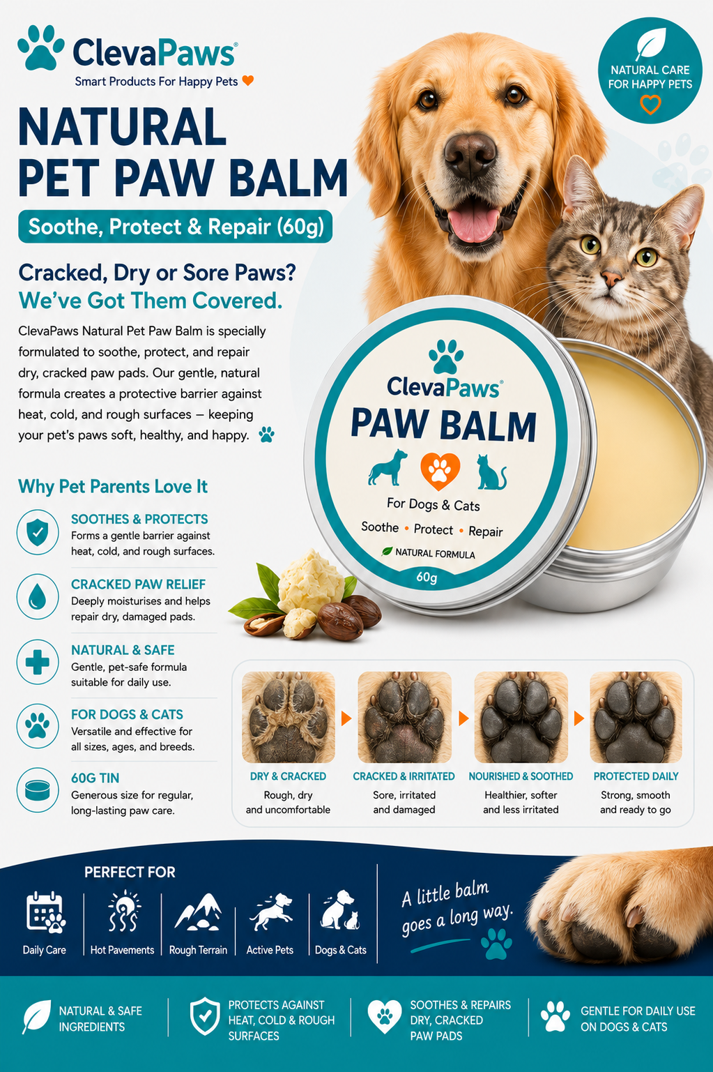 Natural Pet Paw Balm (60g)
